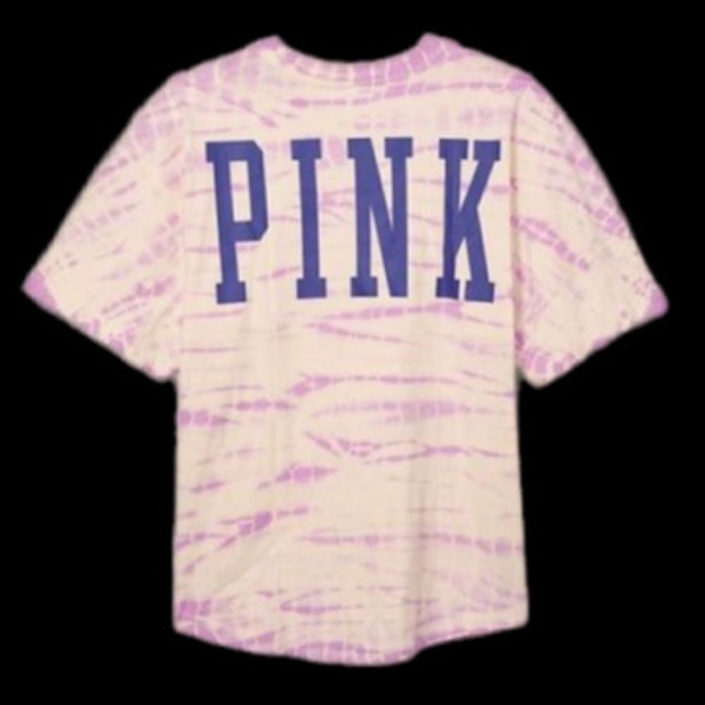Victorias Secret Pink Varsity Short Sleeve Crew Tee Shirt Tie Dye Xlarge